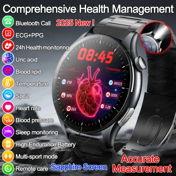 2025 New Nursing Health laser Measure Blood pressure Smart Watch Men Heart rate Pulse Sleep Bluetooth call Body Monitor Bracelet
