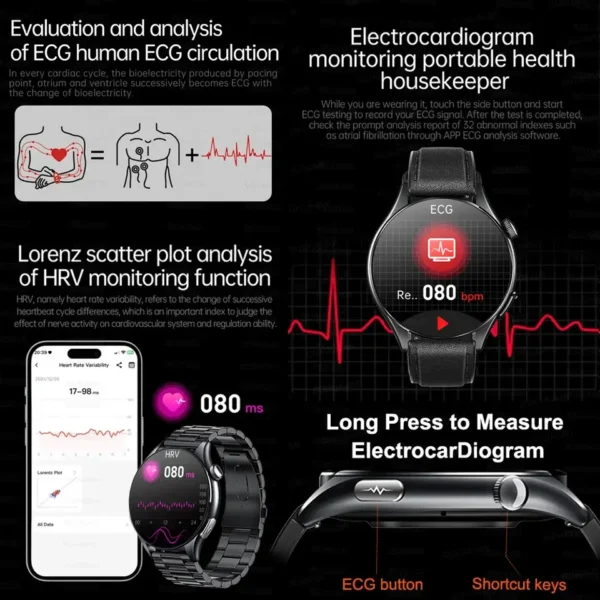 2025 New Nursing Health laser Measure Blood pressure Smart Watch Men Heart rate Pulse Sleep Bluetooth call Body Monitor Bracelet - Imagen 6